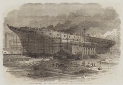 Building the Great Steam-Frigate Warrior, at the Thames Ironworks Blackwall by Edwin Weedon